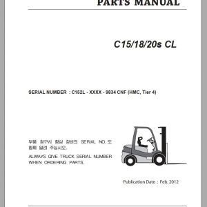 Clark Forklift C 15 18 20s CL C152L 9834 CNF Parts Manual 02.2012 EN KR