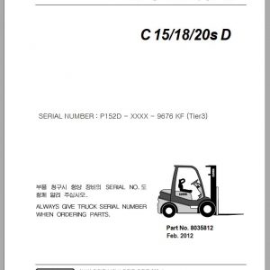 Clark Forklift C 15 18 20s D P152D 9676 KF Parts Manual 8035812 02.2012 EN KR