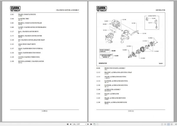 Clark Forklift C 15 18 20s D P152D 9676 KF Parts Manual 8035812 02.2012 EN KR 1