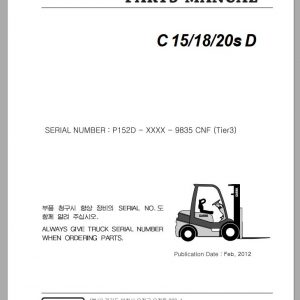 Clark Forklift C 15 18 20s D P152D 9835 CNF Parts Manual 02.2012 EN KR