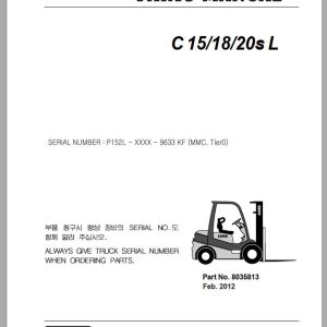 Clark Forklift C 15 18 20s L P152L 9633 CNF Parts Manual 8035813 02.2012 EN KR