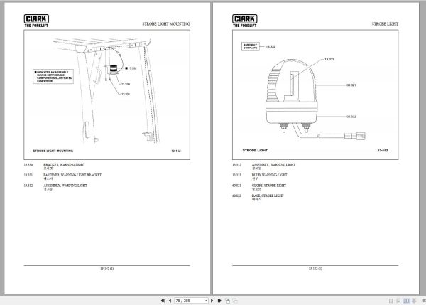 Clark Forklift C 15 18 20s L P152L 9792 KF Parts Manual 02.2012 EN KR 1