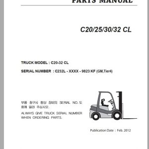 Clark Forklift C 20 25 30 32 CL C232L 9823 KF Parts Manual 02.2012 EN KR
