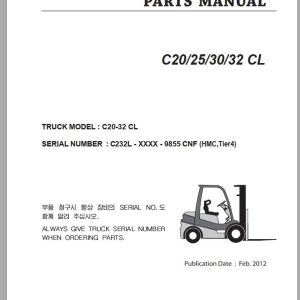 Clark Forklift C 20 25 30 32 CL C232L 9855 CNF Parts Manual 02.2012 EN KR