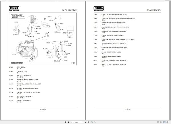 Clark Forklift C 20 25 30 33 35 D P232D 9677 KF Parts Manual 8039006 02.2012 EN KR 1