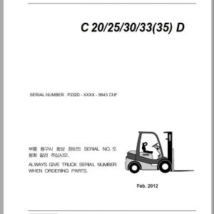 Clark Forklift C 20 25 30 33 35 D P232D 9843 CNF Parts Manual 02.2012 EN KR