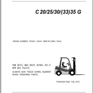 Clark Forklift C 20 25 30 33 35 G P232G 9805 KF Parts Manual 02.2012 EN KR