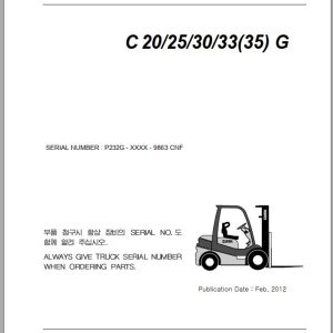 Clark Forklift C 20 25 30 33 35 G P232G 9863 CNF Parts Manual 02.2012 EN KR