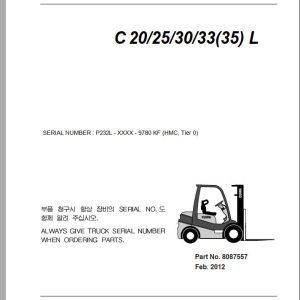 Clark Forklift C 20 25 30 33 35 L P232L 9780 KF Parts Manual 8087557 02.2012 EN KR