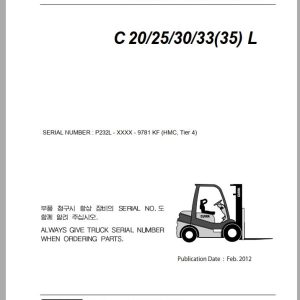 Clark Forklift C 20 25 30 33 35 L P232L 9781 KF Parts Manual 8087557 02.2012 EN KR