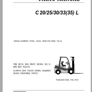 Clark Forklift C 20 25 30 33 35 L P232L 9838 CNF Parts Manual 02.2012 EN KR