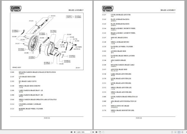 Clark Forklift C 20 25 30 33 35 L P232L 9838 CNF Parts Manual 02.2012 EN KR 1