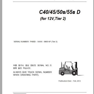Clark Forklift C 40 45 50s 55s D P455D 9800 KF Parts Manual 02.2012 EN KR