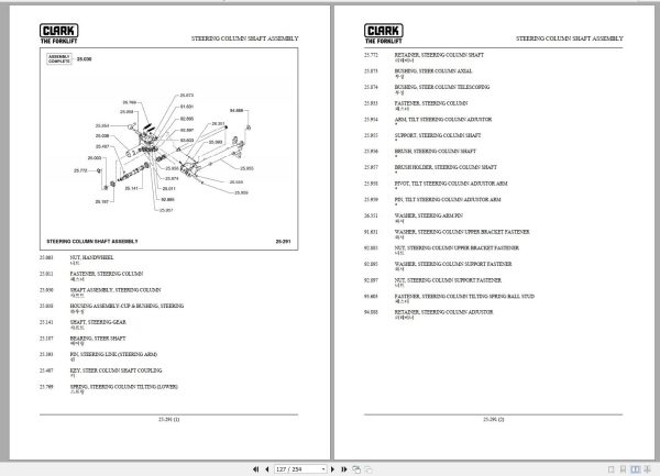 Clark Forklift C 40 45 50s 55s D P455D 9800 KF Parts Manual 02.2012 EN KR 1