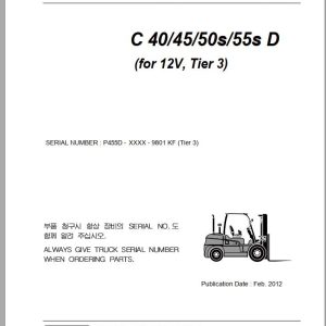 Clark Forklift C 40 45 50s 55s D P455D 9801 KF Parts Manual 02.2012 EN KR