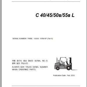 Clark Forklift C 40 45 50s 55s L P455L 9784 KF Parts Manual 02.2012 EN KR