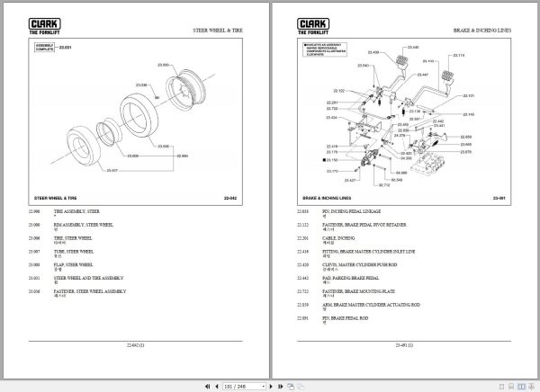 Clark Forklift C 40 45 50s 55s L P455L 9784 KF Parts Manual 02.2012 EN KR 1