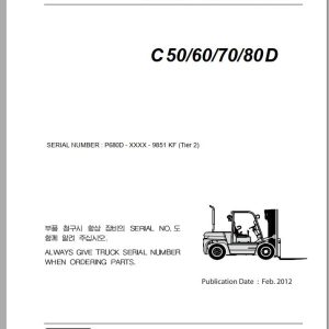 Clark Forklift C 50 60 70 80 D P680D 9851 KF Parts Manual 02.2012 EN KR