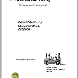 Clark Forklift C40 C80 D L C80D900 Operator Manual 8160520 OM 1127 10.2020 DE