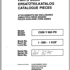 Clark Forklift C500 Y 685 PD Parts Manual I 299 1 KOF EN DE FR