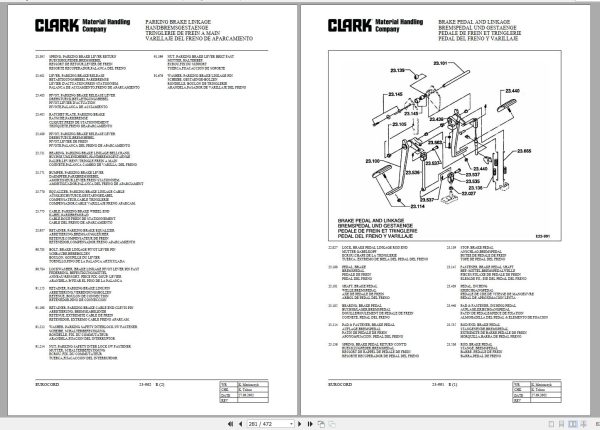 Clark Forklift CDP CGP 16 20 S 9124 Parts Manual 4349236 EN DE ES FR 1