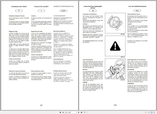 Clark Forklift CGP 16 20H GEF 9121 Operator Manual 4349247 OI 780 GEF 10.2000 DE NL FR IT GR 1