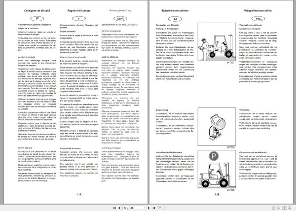 Clark Forklift CGP CDP 16 20S GEF 9124 Operator Manual 4349237 OI 779 GEF 10.2000 DE FR NL IT GR 1