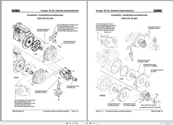 Clark Forklift CGP CDP 16 50 H Service Manual SM 5190 GEF 2001 DE 1