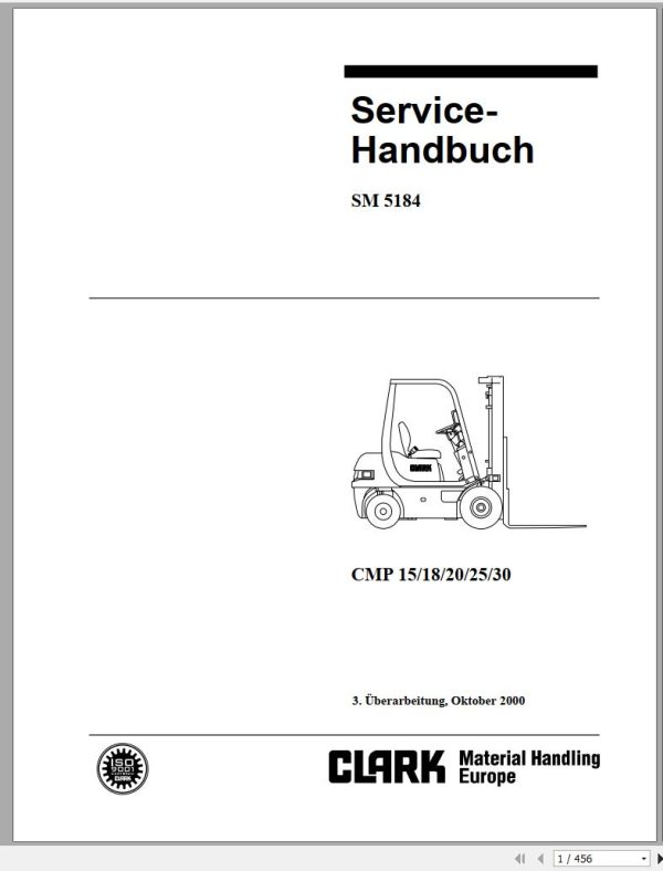 Clark Forklift CMP 15 18 20 25 30 Service Manual SM 5184 10.2000 DE