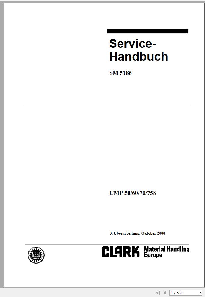 Clark Forklift CMP 50 60 70 75S Service Manual SM 5186 10.2000 DE