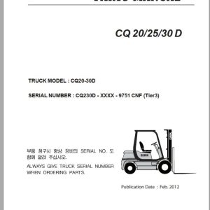 Clark Forklift CQ 20 25 30 D CQ230D 9751 CNF Parts Manual 02.2012 EN KR