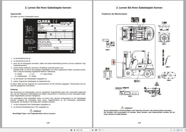Clark Forklift CQ 20 25 30 D L Operator Manual 3344080 OM 871 06.2015 DE 1