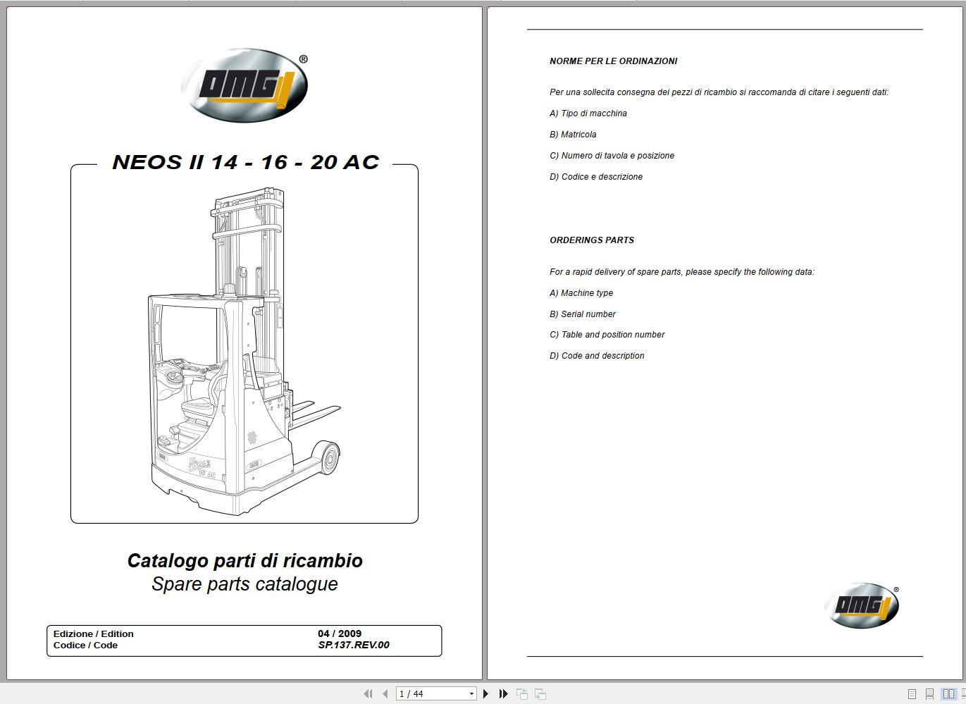 Clark Forklift CRT 14 16 20 AC Diagrams Parts Operating and Maintenance Manual 07.2010 EN IT DE