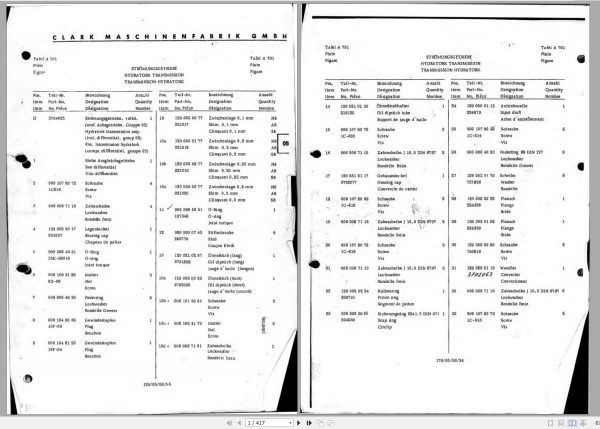 Clark Forklift DCY 40 50 LOT 5810 Parts Manual EN DE ES