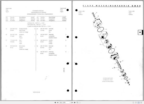 Clark Forklift DCY 70 80 GEF 067 Parts Manual EN DE FR 1