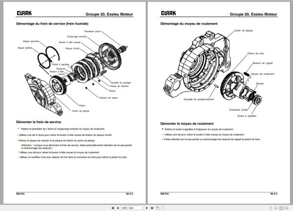 Clark Forklift GEX 16 18 20s 4 Wheels Service Manual 8076139 SM 816 12.2009 FR 1