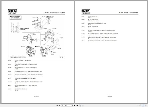 Clark Forklift GEX 16 18 20s GEX162 9679 KF Parts Manual 8066389 02.2012 EN KR 1