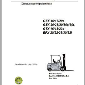 Clark Forklift GEX GTX EPX 16 32i Operator Manual 8105234 OM 881 03.2019 DE