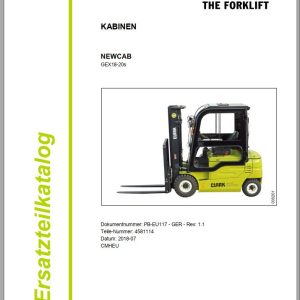 Clark Forklift GEX18 GEX20s Cabin Parts Manual 4581114 PB EU117 07.2018 DE