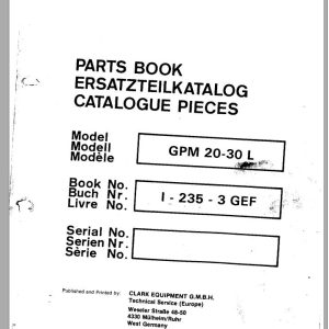 Clark Forklift GPM 20 30 L Parts Manual I 235 3 GEF EN DE FR