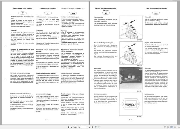 Clark Forklift GPM DPM 12 20 H GEF 9116 9117 Operator Manual OI 764 GEF DE NL FR IT GR 1