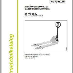Clark Forklift GS PRO 2.5 QL 4579004 4579009 Parts Manual 4580281 PB EU102 09.2016 DE
