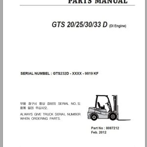 Clark Forklift GTS 20 25 30 33 D GTS232D 9819 KF Parts Manual 8087212 02.2012 EN KR