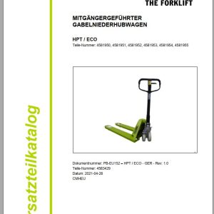 Clark Forklift HPT ECO 4581950 4581955 Parts Manual 4583429 PB EU152 04.2021 DE
