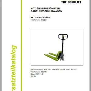 Clark Forklift HPT ECO Quicklift 4582803 Parts Manual 4583478 PB EU158 04.2021 DE