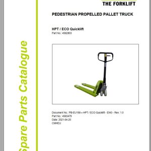 Clark Forklift HPT ECO Quicklift 4582803 Parts Manual 4583479 PB EU158 04.2021