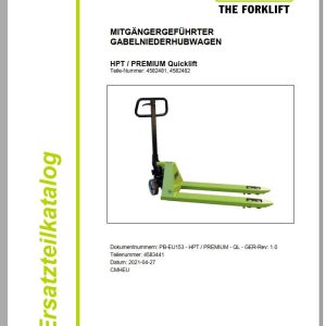 Clark Forklift HPT PREMIUM Quicklift 4582481 4582482 Parts Manual 4583441 PB EU153 04.2021 DE