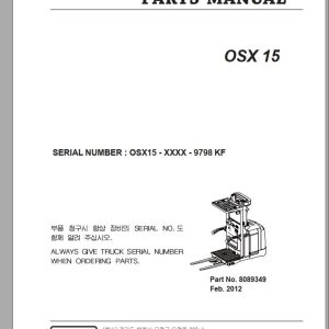 Clark Forklift OSX 15 OSX15 9798 KF Parts Manual 8089349 02.2012 EN KR