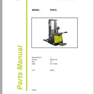Clark Forklift PSX16 83010 Parts Manual PB EU139 01.2022