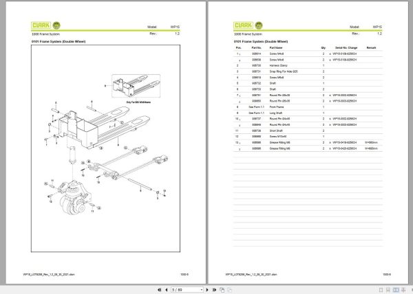 Clark Forklift WP15 8256 Parts Manual PB EU131 09.2021 1